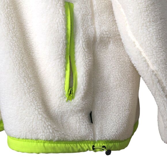 American Eagle Women's Sherpa Pullover Jacket Size XXL Ivory / Neon Piping EUC - Picture 3 of 7